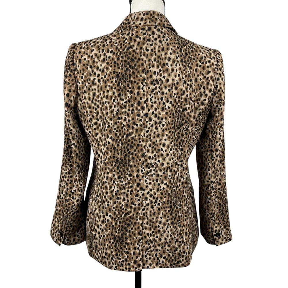 LOFT Petites Blazer Jacket 6P Brown Black Leopard Animal Print Open Front Career - Picture 6 of 12